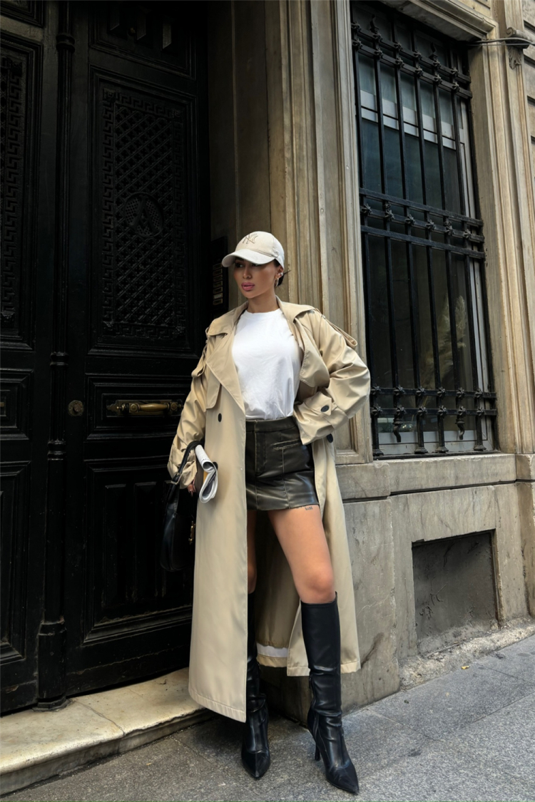Side Slit Detail Trench Coat