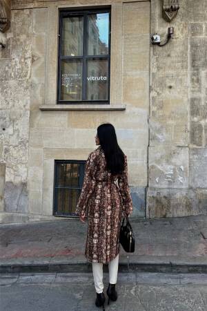 Animal Print Trench Coat - Ello - Globality Store - Women Clothes Wholesale Turkey