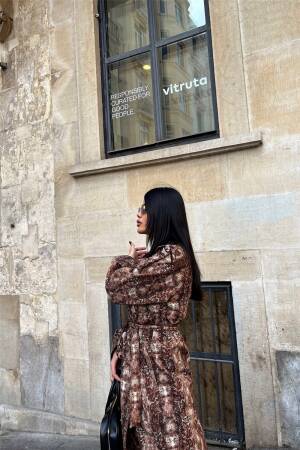 Animal Print Trench Coat - Ello - Globality Store - Women Clothes Wholesale Turkey