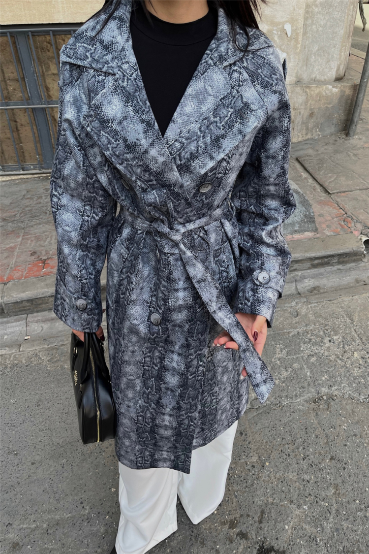 Animal Print Trench Coat