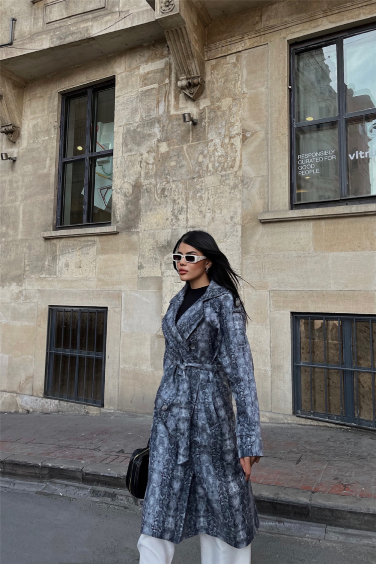 Animal Print Trench Coat