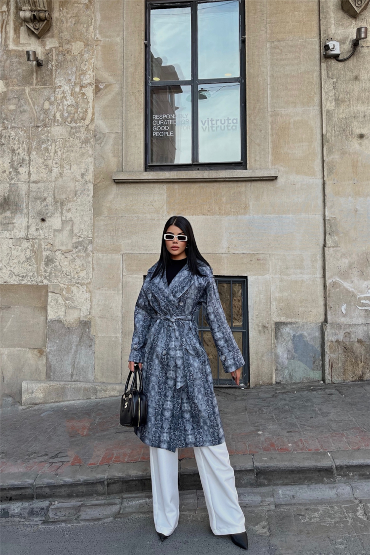 Animal Print Trench Coat