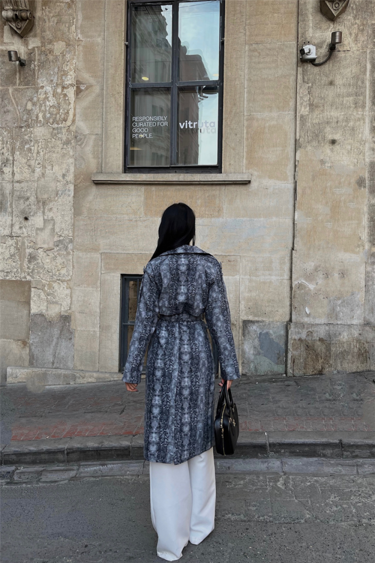 Animal Print Trench Coat