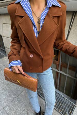 Stamped Button Detail Jacket - Ello - Globality Store - Women Clothes Wholesale Turkey