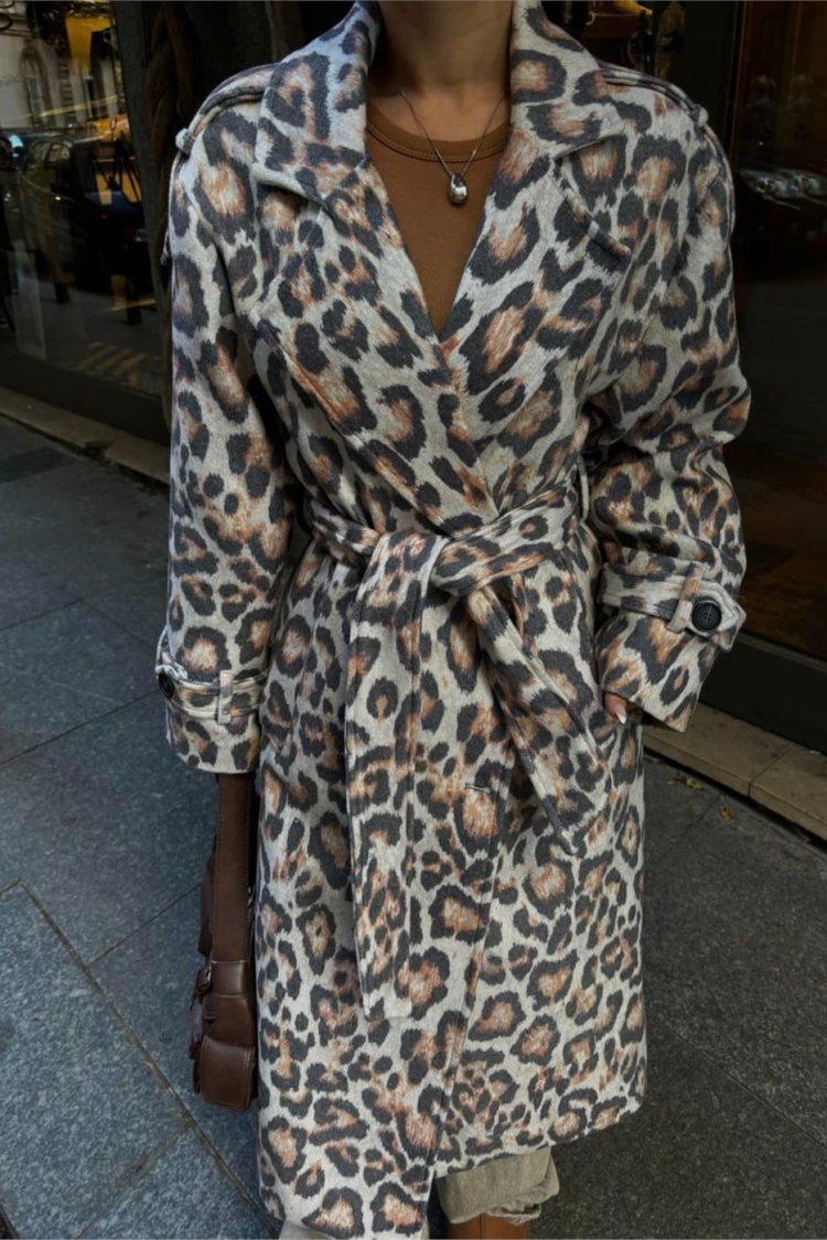 Leopard Coat - Beige