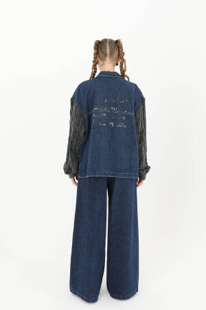 Knitted Sleeve Detailed Denim Jacket -& Blue - SOUL - Globality Store - Women Clothes Wholesale Turkey