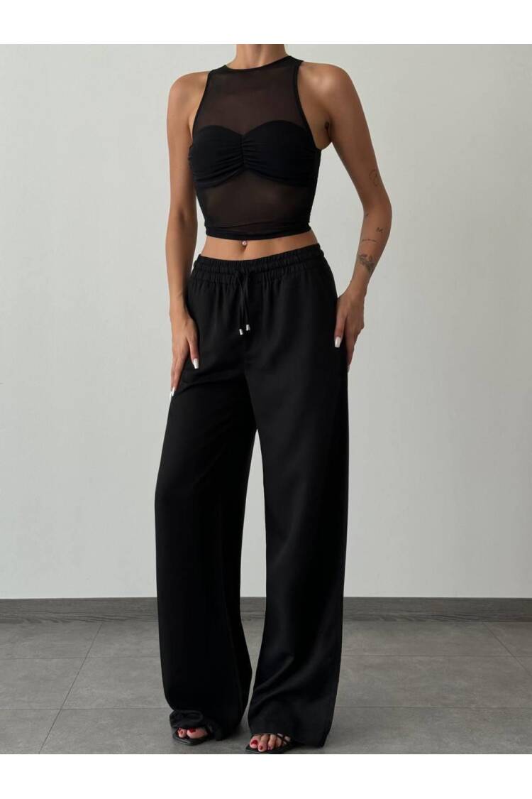 Casual Trousers With Elastic Waistband - LACARINO - Globality Store - Women Clothes Wholesale Turkey