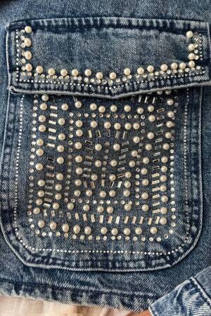Stone Detailed Blue Jacket - LACARINO - Globality Store - Women Clothes Wholesale Turkey