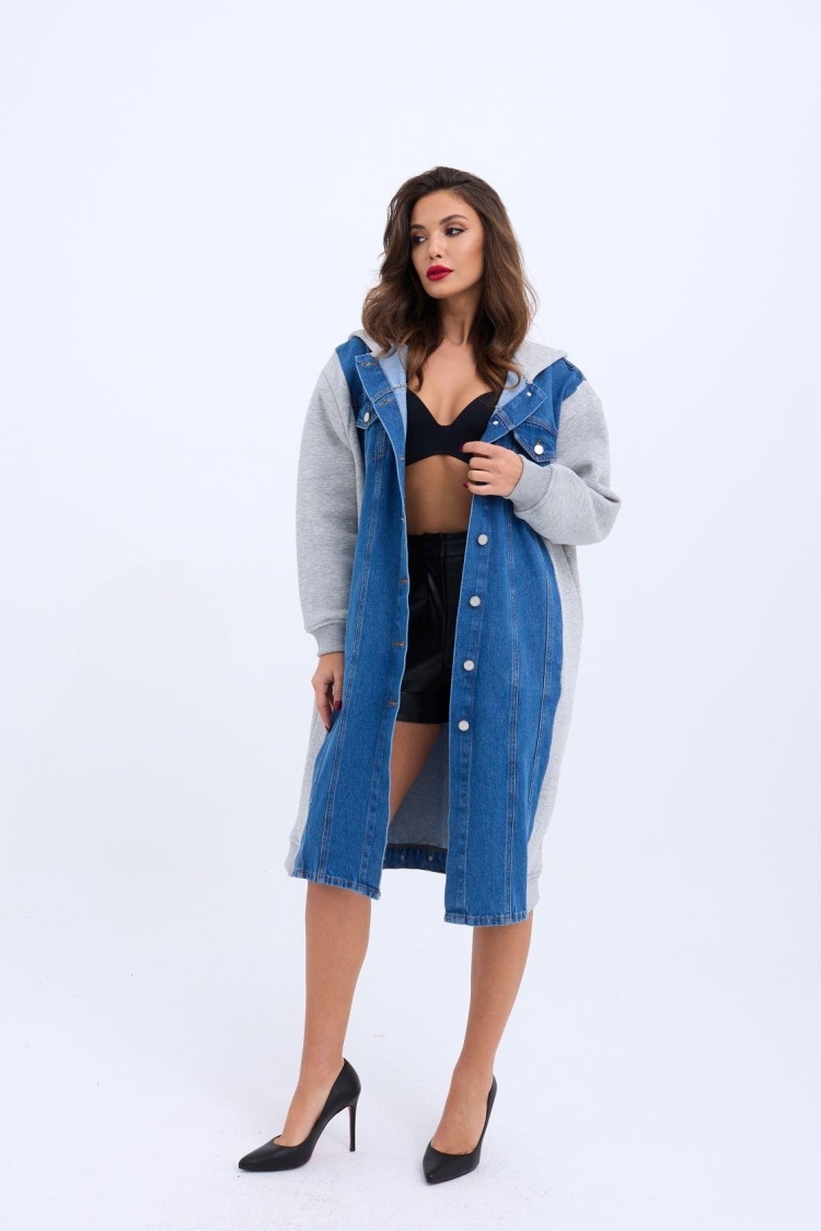 Long Denim Jacket - Fame - Globality Store - Women Clothes Wholesale Turkey