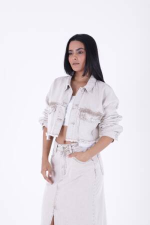 Denim Jacket With Lining Detail - XLove - Globality Store - Women Clothes Wholesale Turkey