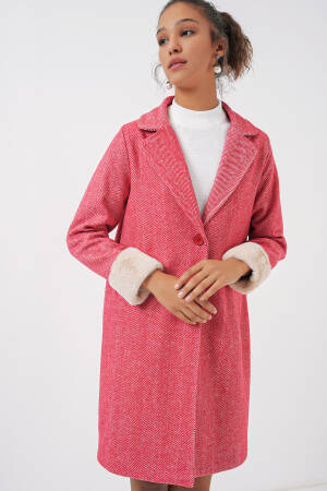 Herringbone Cashmere Coat - Dark - Bigdart - Globality Store - Women Clothes Wholesale Turkey