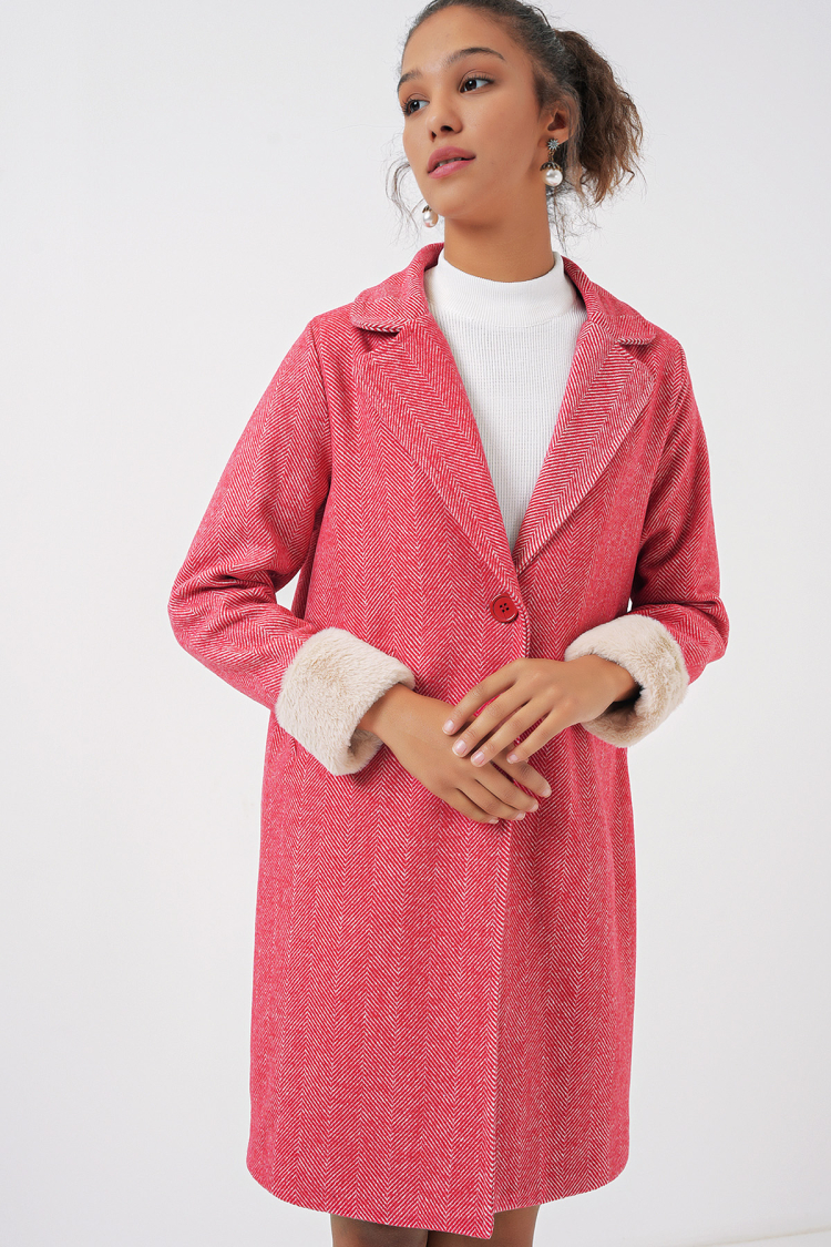 Herringbone Cashmere Coat - Dark