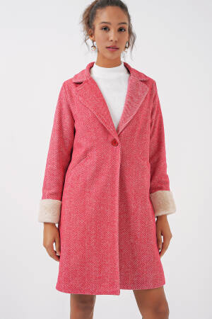 Herringbone Cashmere Coat - Dark - Bigdart - Globality Store - Women Clothes Wholesale Turkey