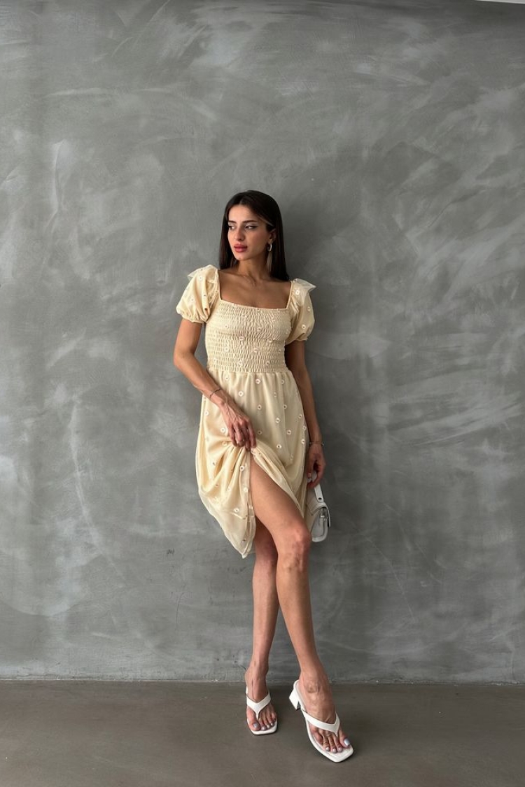Boat Neck Chest Gimp Dress