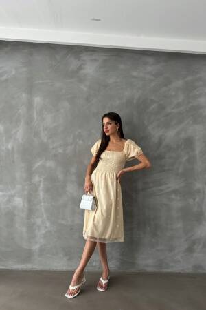Boat Neck Chest Gimp Dress - Topshow - Globality Store - Women Clothes Wholesale Turkey
