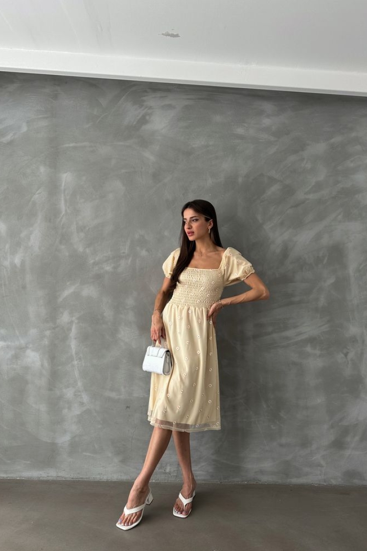 Boat Neck Chest Gimp Dress