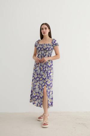 Women's Floral Patterned Slit Dress - Levure - Globality Store - Women Clothes Wholesale Turkey