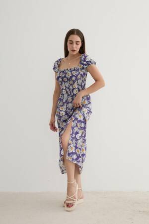 Women's Floral Patterned Slit Dress - Levure - Globality Store - Women Clothes Wholesale Turkey