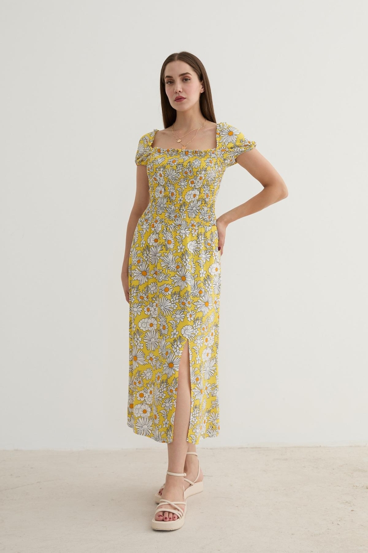 Women's Floral Patterned Slit Dress