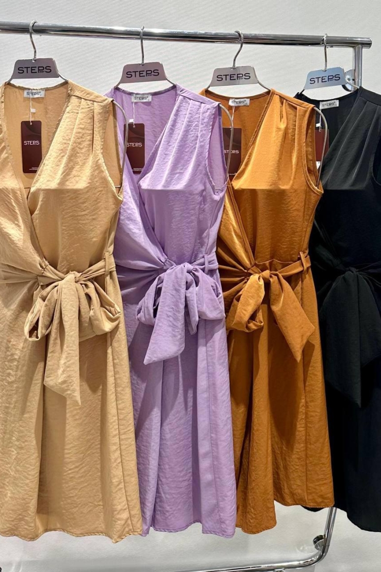 Satin Dress - STEPS - Globality Store - Women Clothes Wholesale Turkey