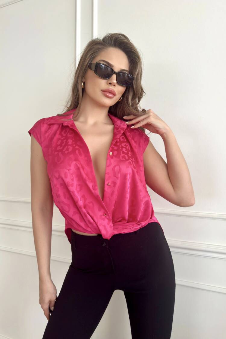 Leopard Pattern Satin Shirt - STEPS - Globality Store - Women Clothes Wholesale Turkey