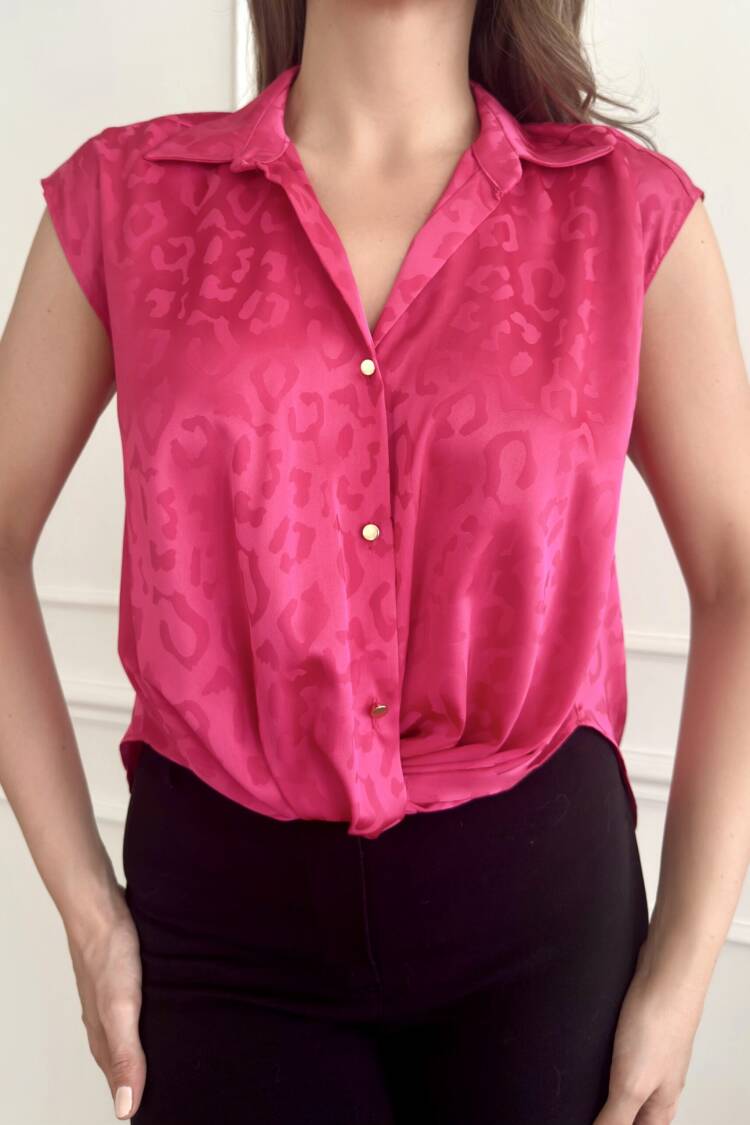 Leopard Pattern Satin Shirt