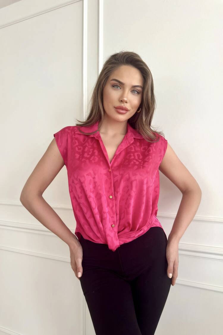 Leopard Pattern Satin Shirt