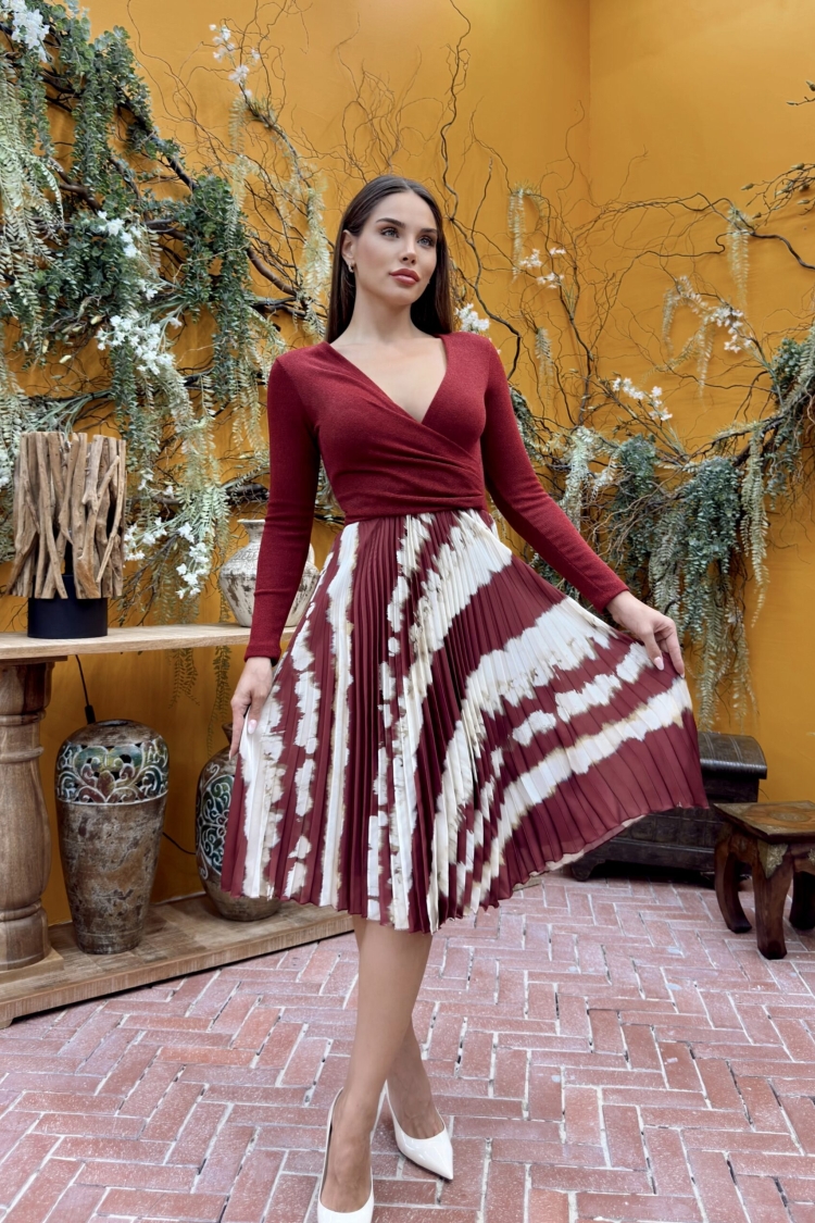 Chiffon Satin Knit Dress - STEPS - Globality Store - Women Clothes Wholesale Turkey