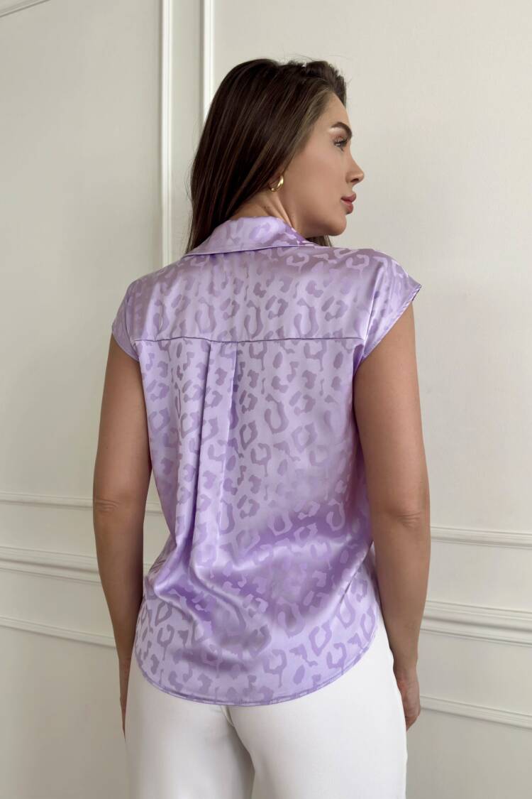 Leopard Pattern Satin Shirt