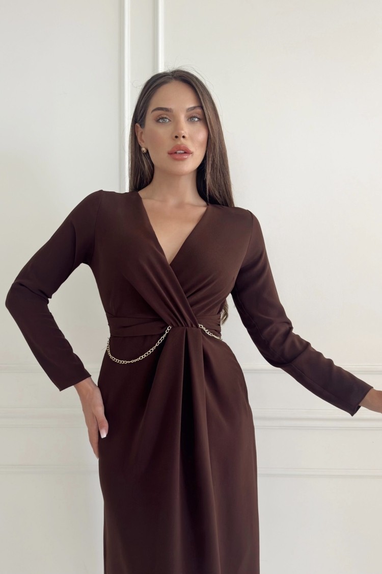 V Neck Chain Detail Dress