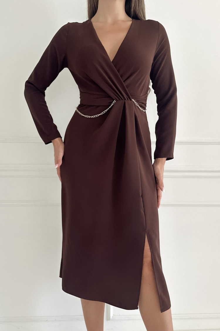V Neck Chain Detail Dress
