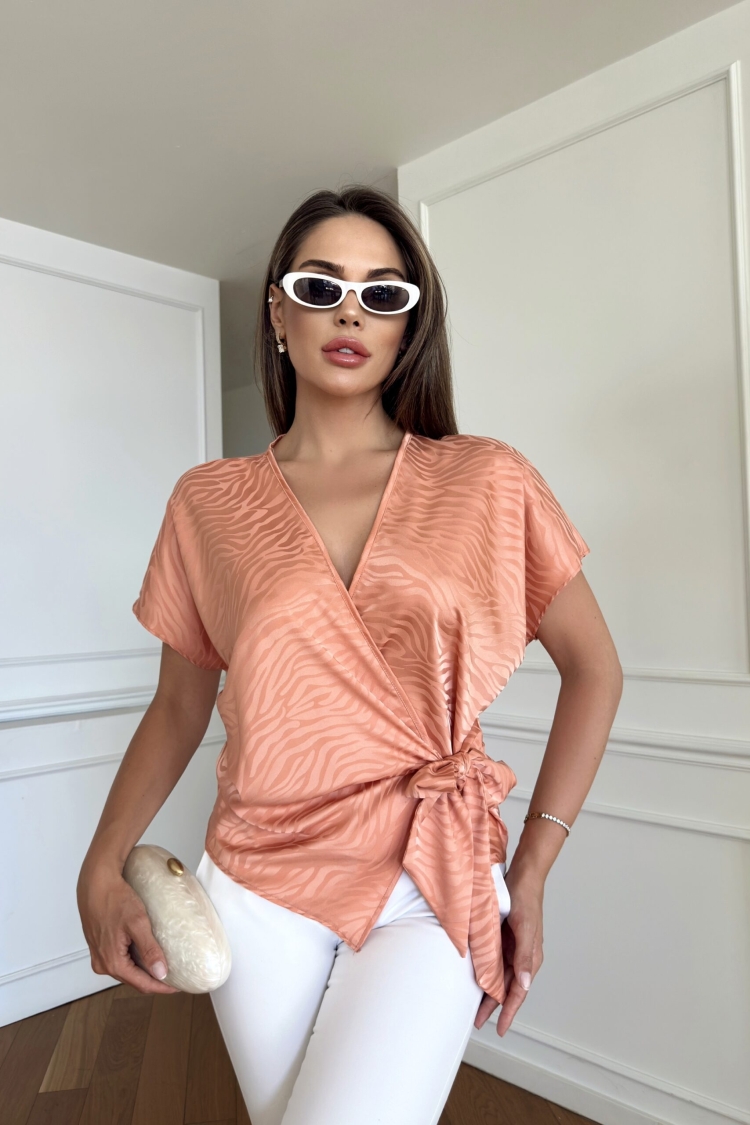 Double Breasted Off Shoulder Jacquard Blouse - STEPS - Globality Store - Women Clothes Wholesale Turkey