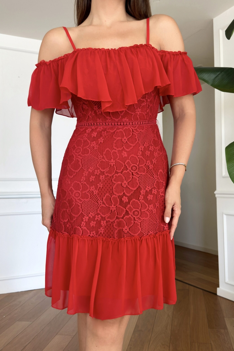 Lace Chiffon Garnish Dress