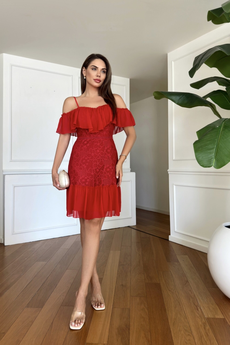 Lace Chiffon Garnish Dress - STEPS - Globality Store - Women Clothes Wholesale Turkey