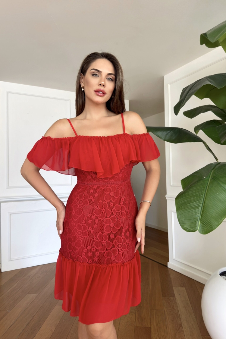 Lace Chiffon Garnish Dress