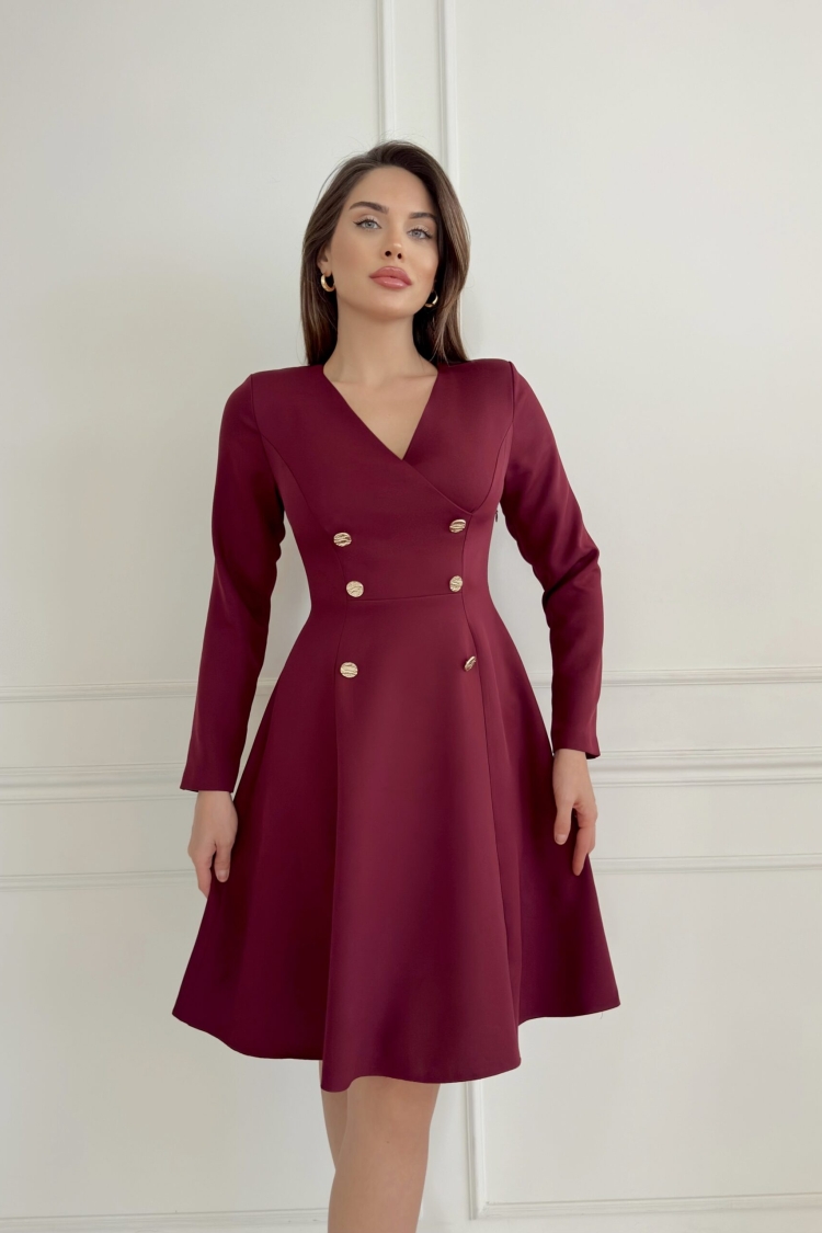 Double Breasted Collar Bell Skirt Dress