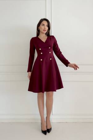 Double Breasted Collar Bell Skirt Dress - STEPS - Globality Store - Women Clothes Wholesale Turkey