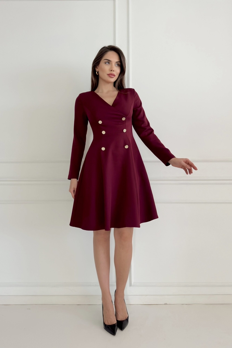 Double Breasted Collar Bell Skirt Dress