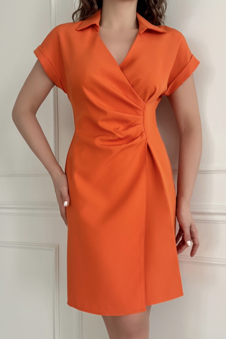 Double Dress Off Shoulder Double Breasted Pleated Collar