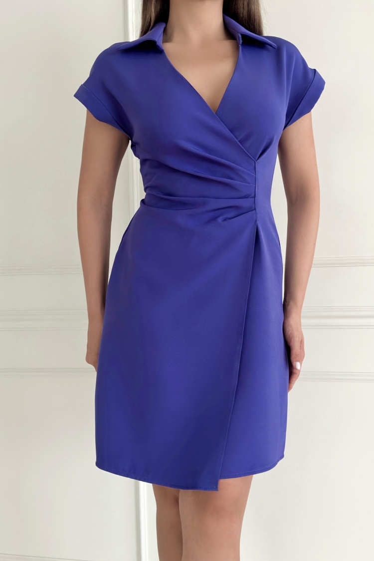 Double Dress Off Shoulder Double Breasted Pleated Collar