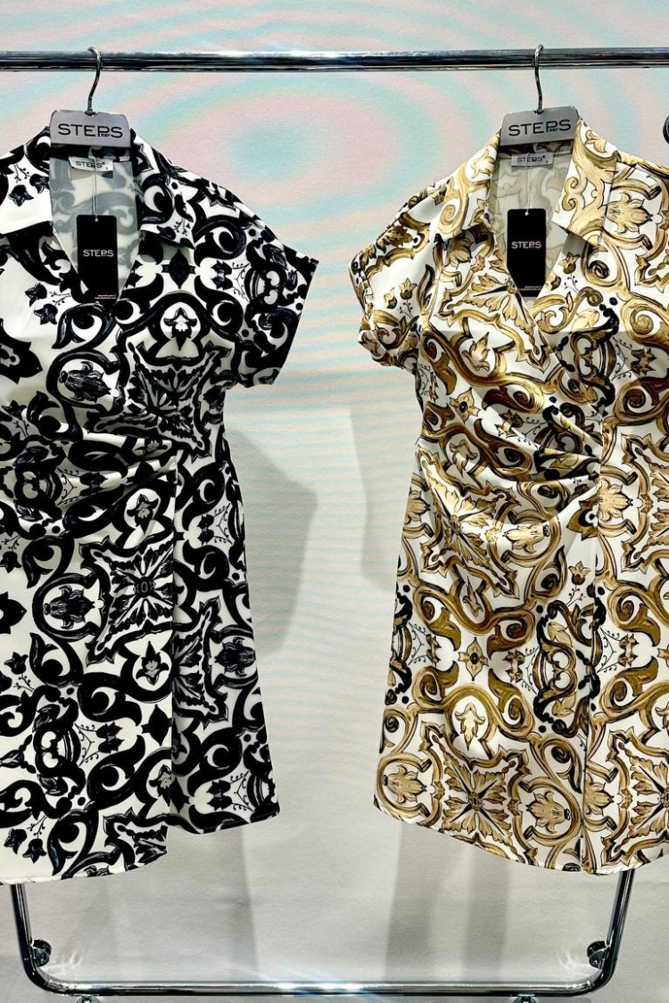 Printed Double Dress - STEPS - Globality Store - Women Clothes Wholesale Turkey