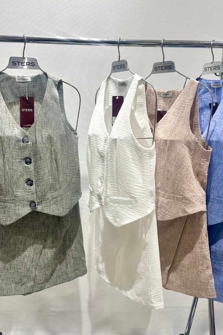 Linen Vest - STEPS - Globality Store - Women Clothes Wholesale Turkey