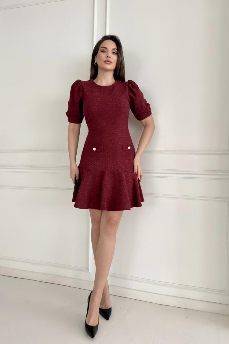 Chanel Dress With Pleated Sleeves And Flounce Skirt