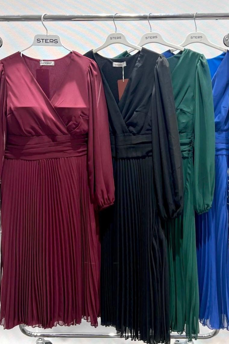 Chiffon Dress - Sax - STEPS - Globality Store - Women Clothes Wholesale Turkey