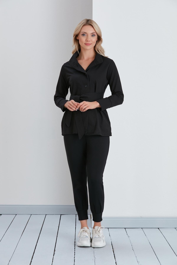 Waist Belted Sweatshirt Jacket