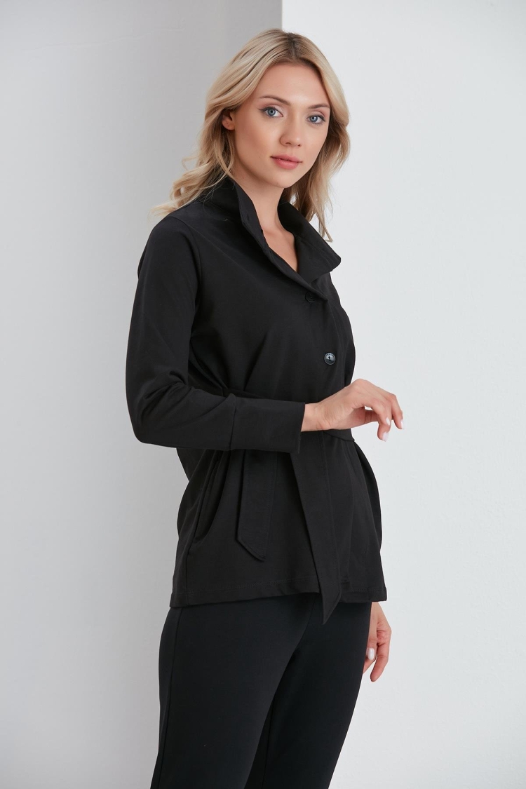 Waist Belted Sweatshirt Jacket
