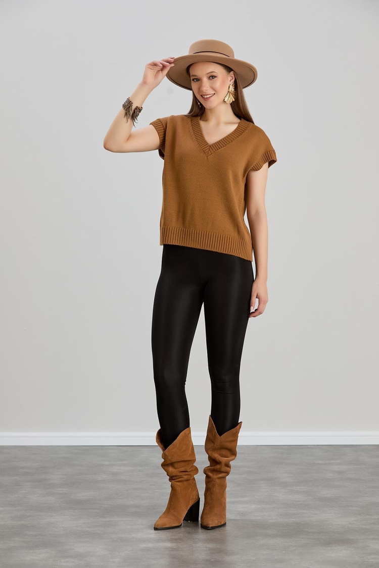 V Neck Sweater - Soil - Sortie Collection - Globality Store - Women Clothes Wholesale Turkey