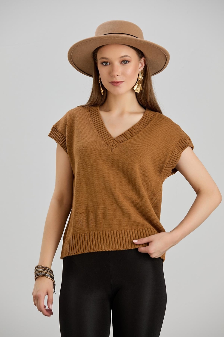 V Neck Sweater - Soil