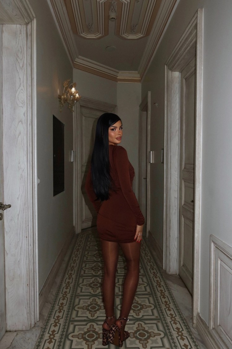 Long Sleeve Belted Detail Dress