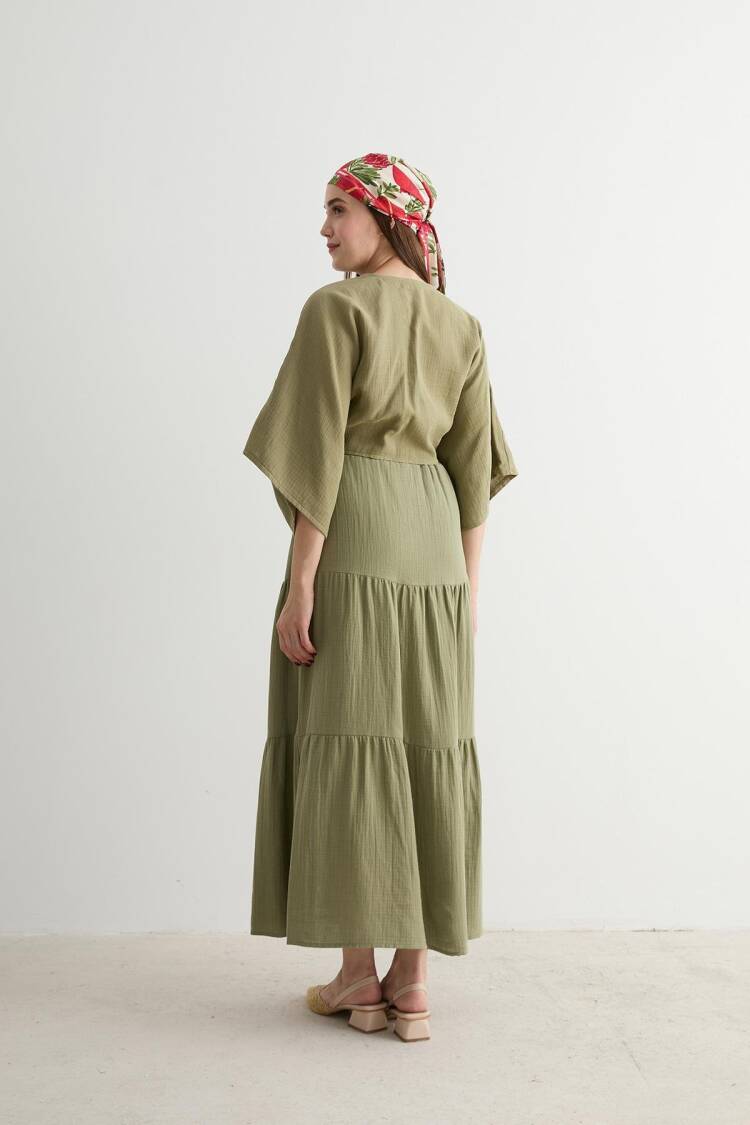 Elastic Waist And Cord Detailed Long Skirt